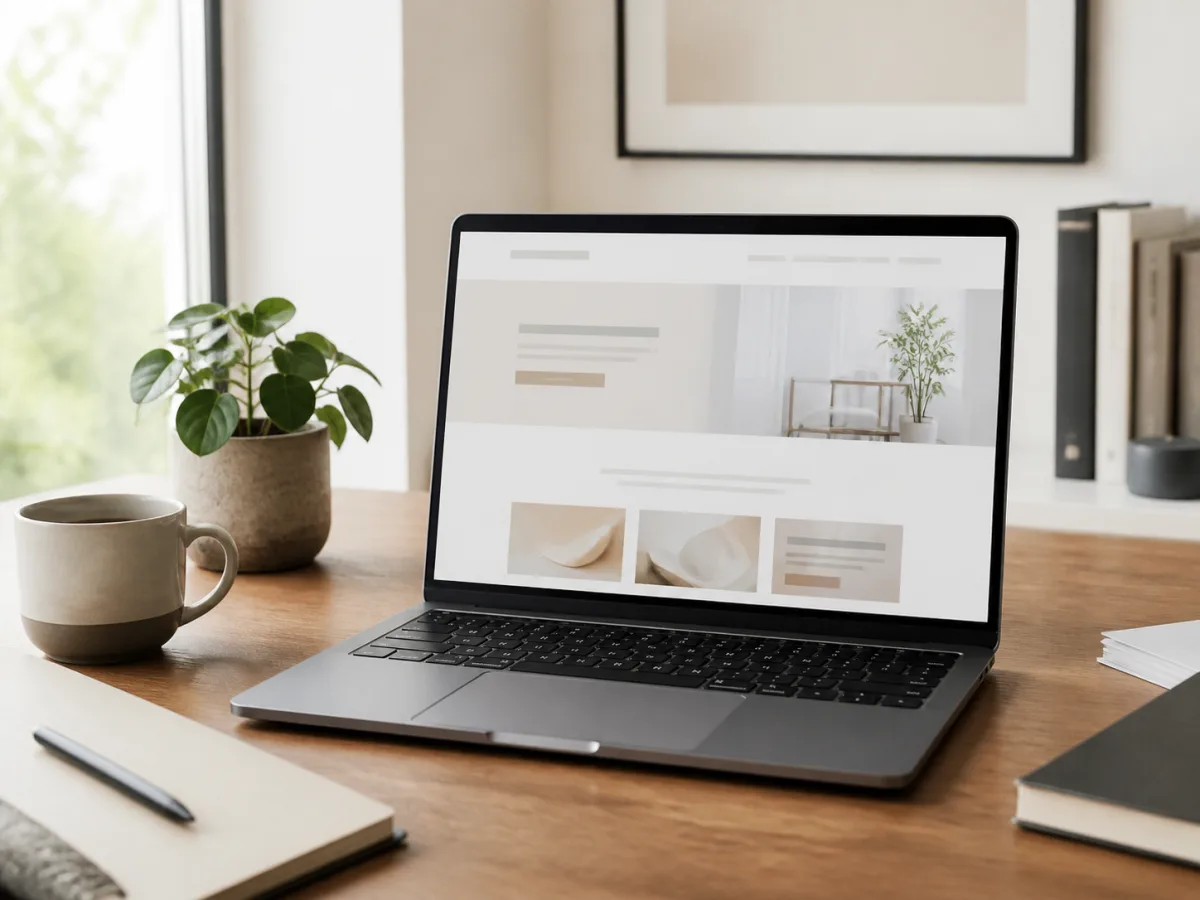 A clean, modern small-business website on a laptop