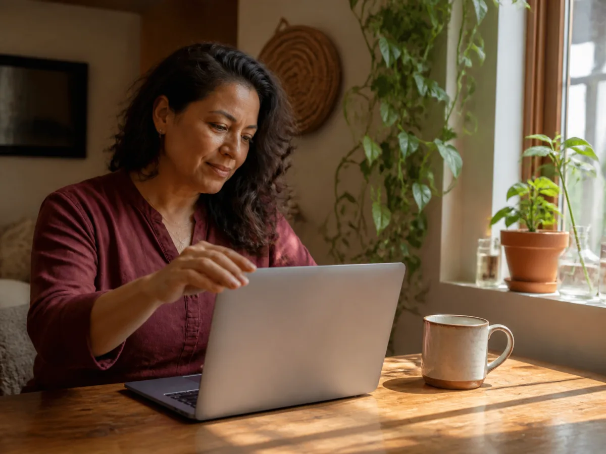 A person taking a calm first step with AI at their desk